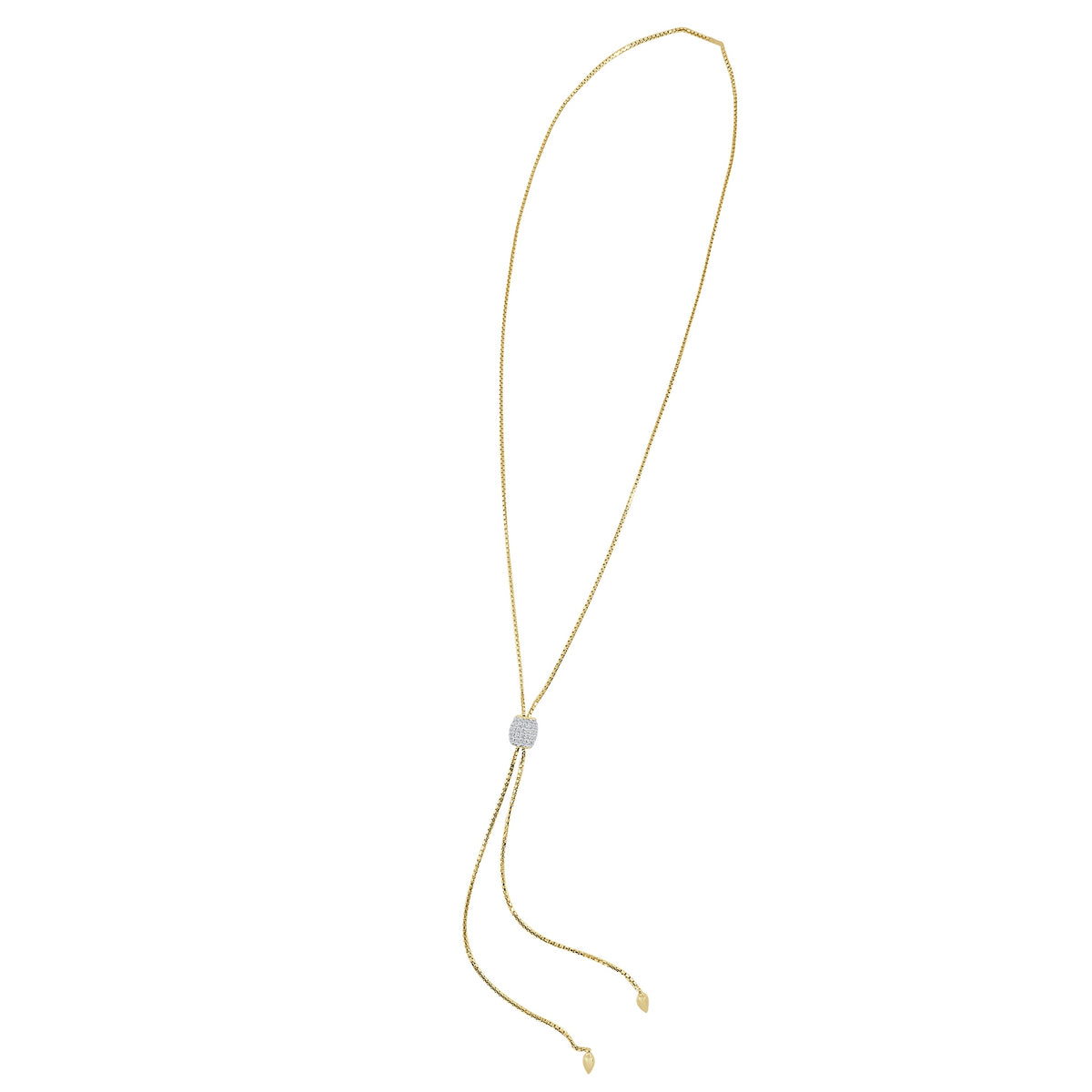 Blakely Adjustable Necklace with Sliding Diamond Rondel Yellow Gold