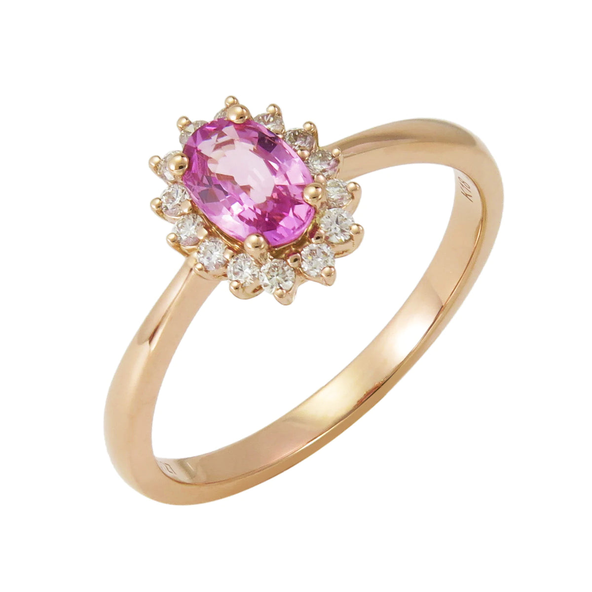 Oval Gemstone with Diamond Flower Halo Ring