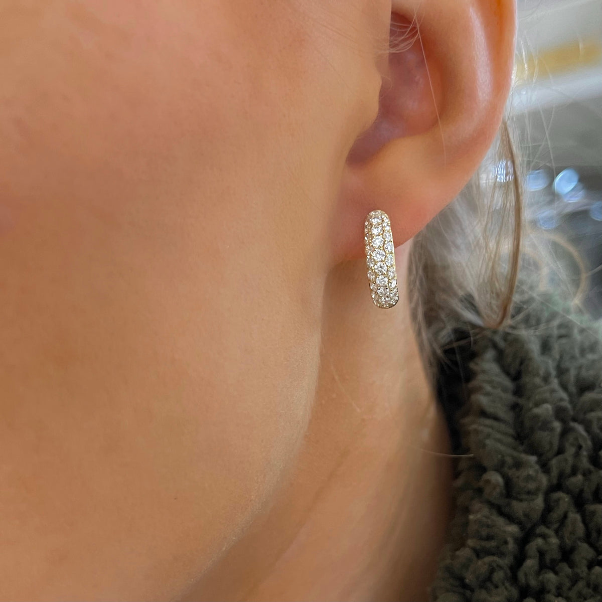 Perri Pave Diamond Huggie Earrings