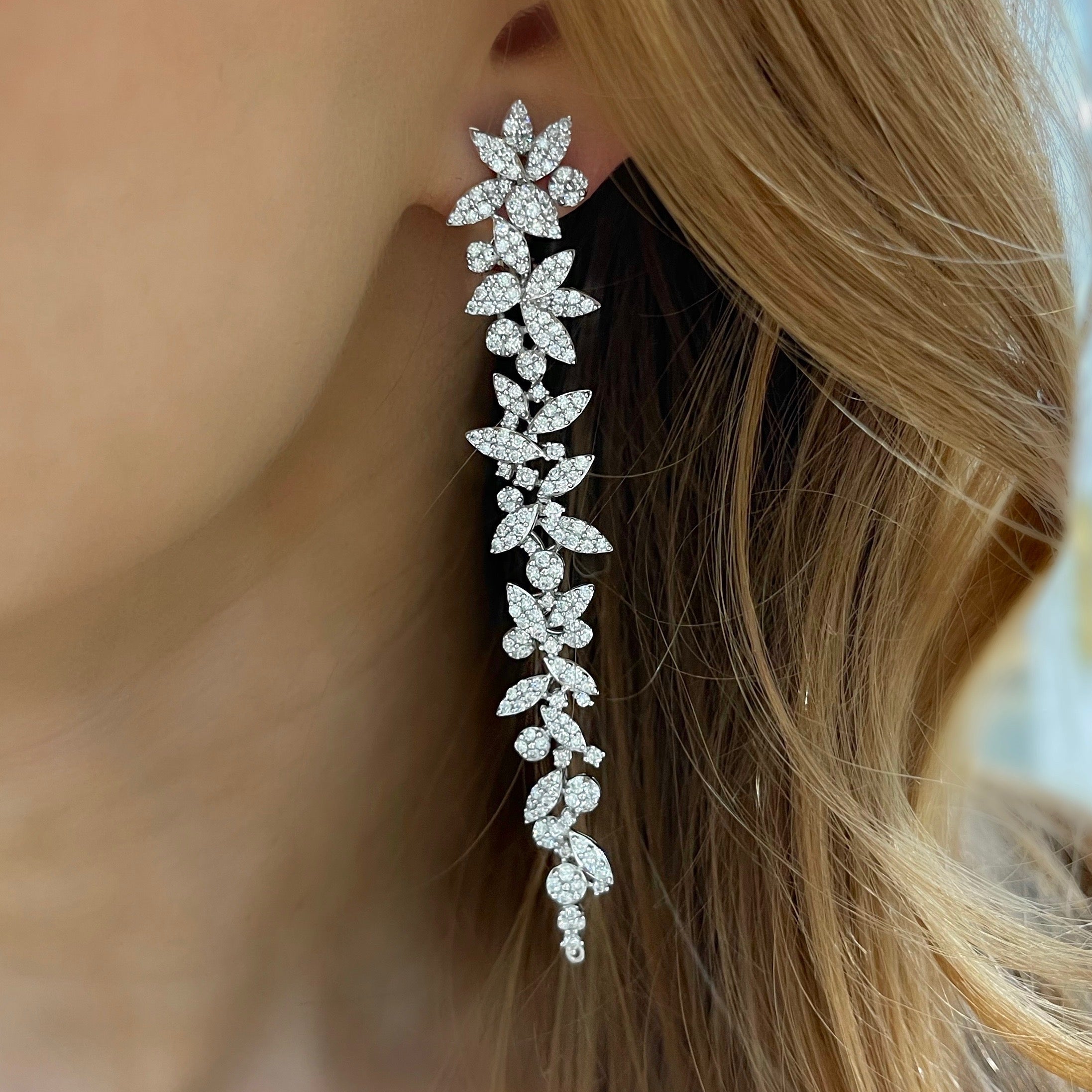 Princess Bride Diamond Two-Way Flower Drop Earrings 4.78 ctw