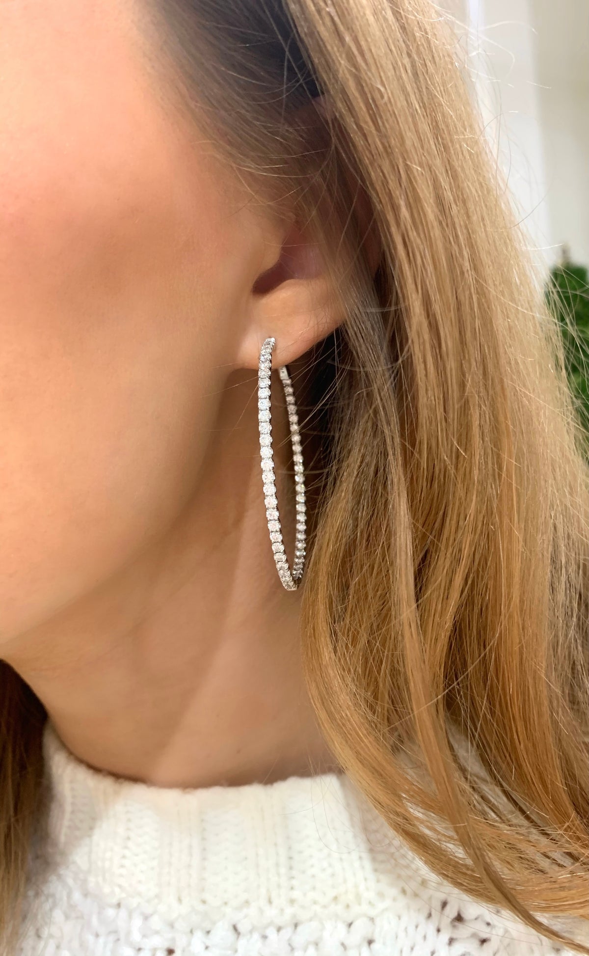 Eloise Double Sided Diamond Oval Hoop Earrings