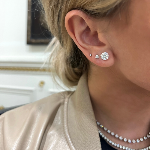 Lab Grown Three Prong Martini Diamond Stud Earrings (2 ctw)