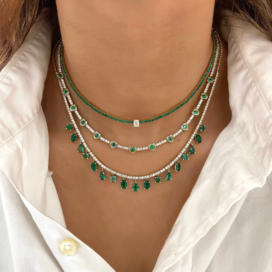 Jena Green Emerald & Diamond Illusion Heart Tennis Necklace 2.73 ctw – RW  Fine Jewelry