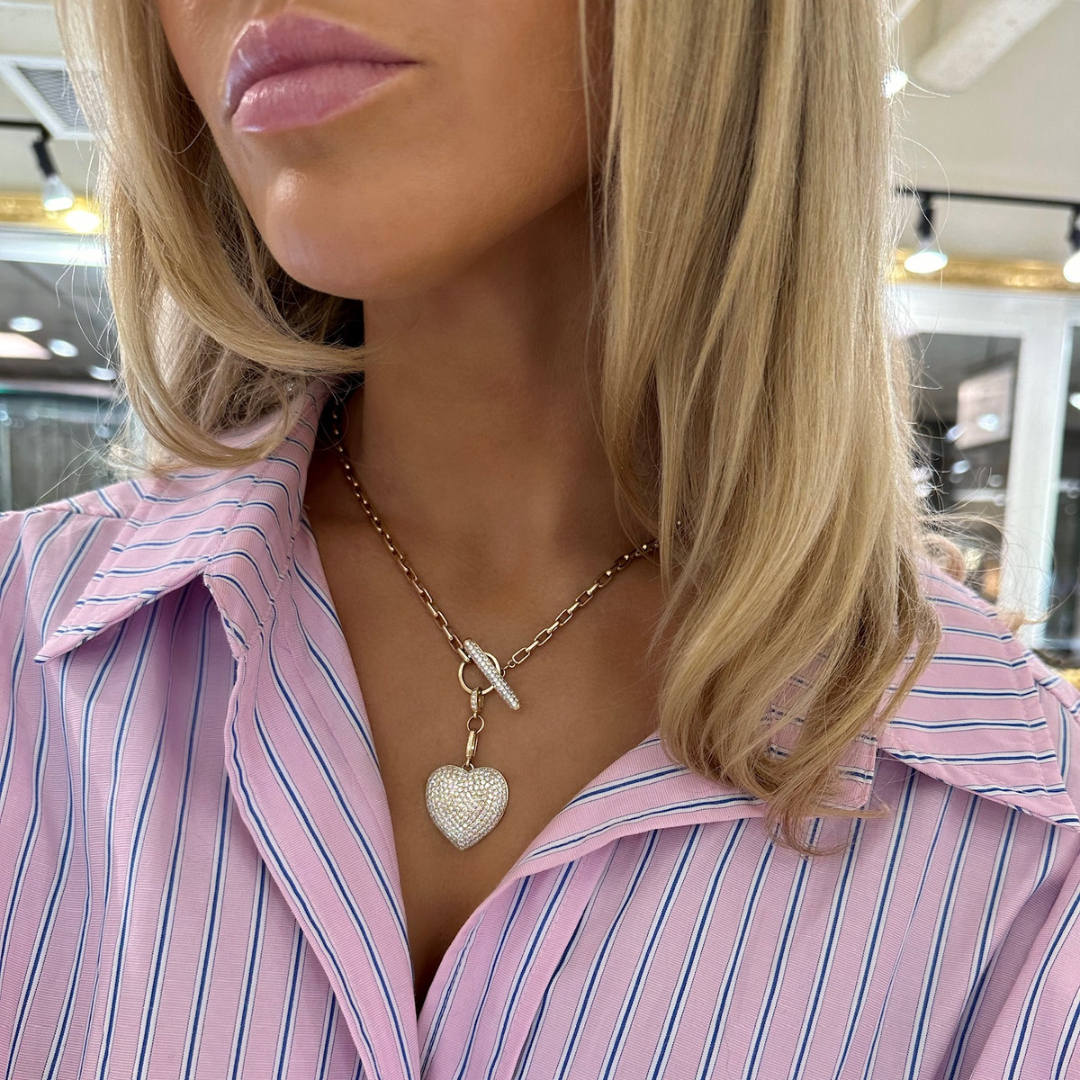 Diamond heart hot sale toggle necklace