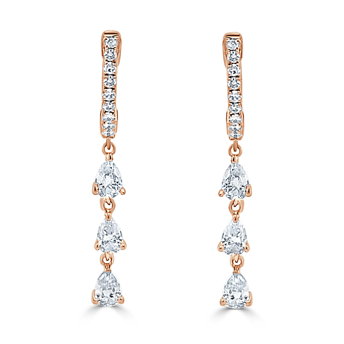 Landan Diamond Pear Dangle Huggie Earrings