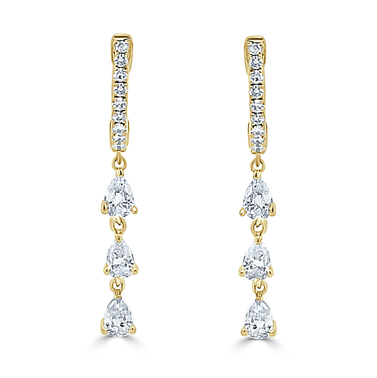 Landan Diamond Pear Dangle Huggie Earrings