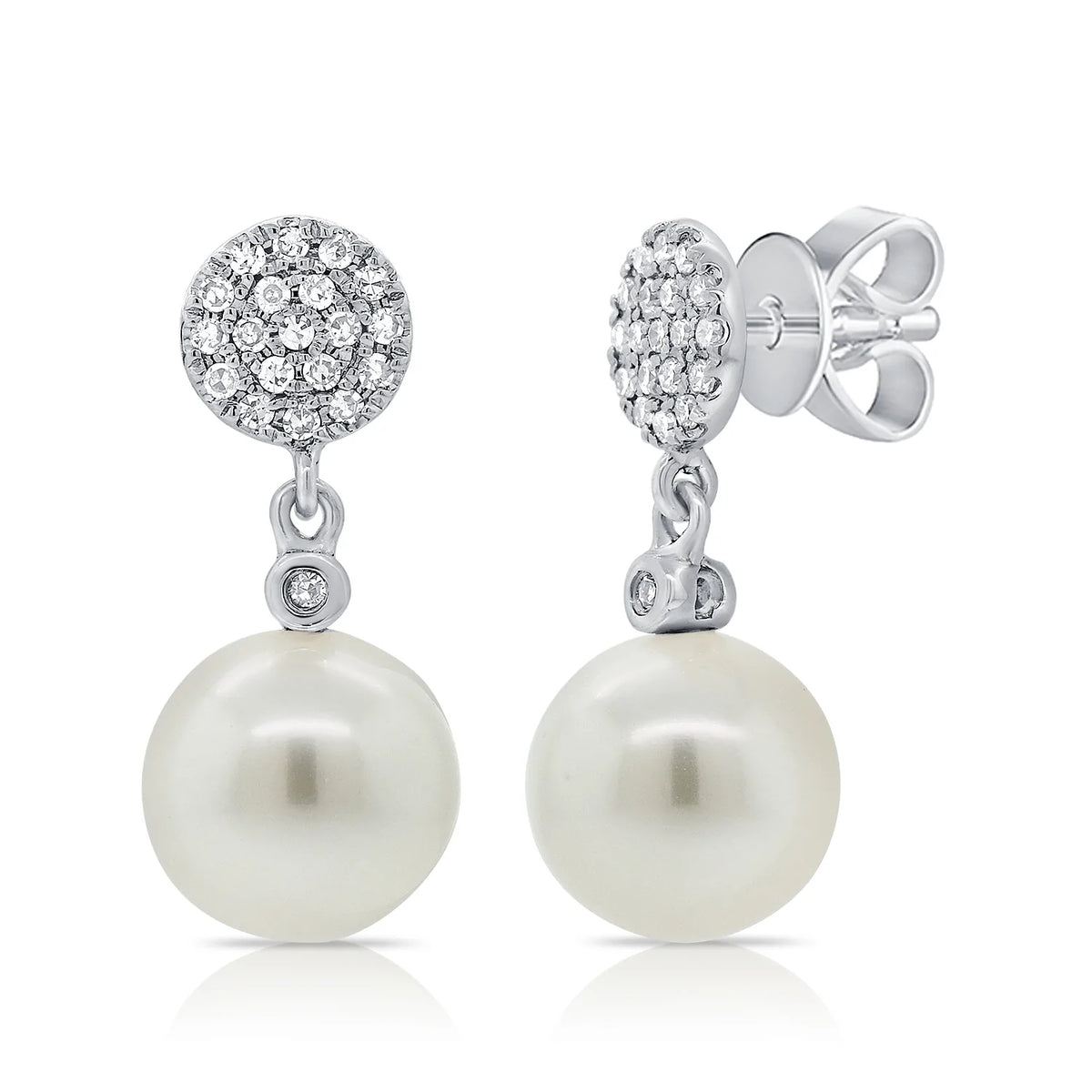 Augusta Pearl & Diamond Dangle Stud Earrings