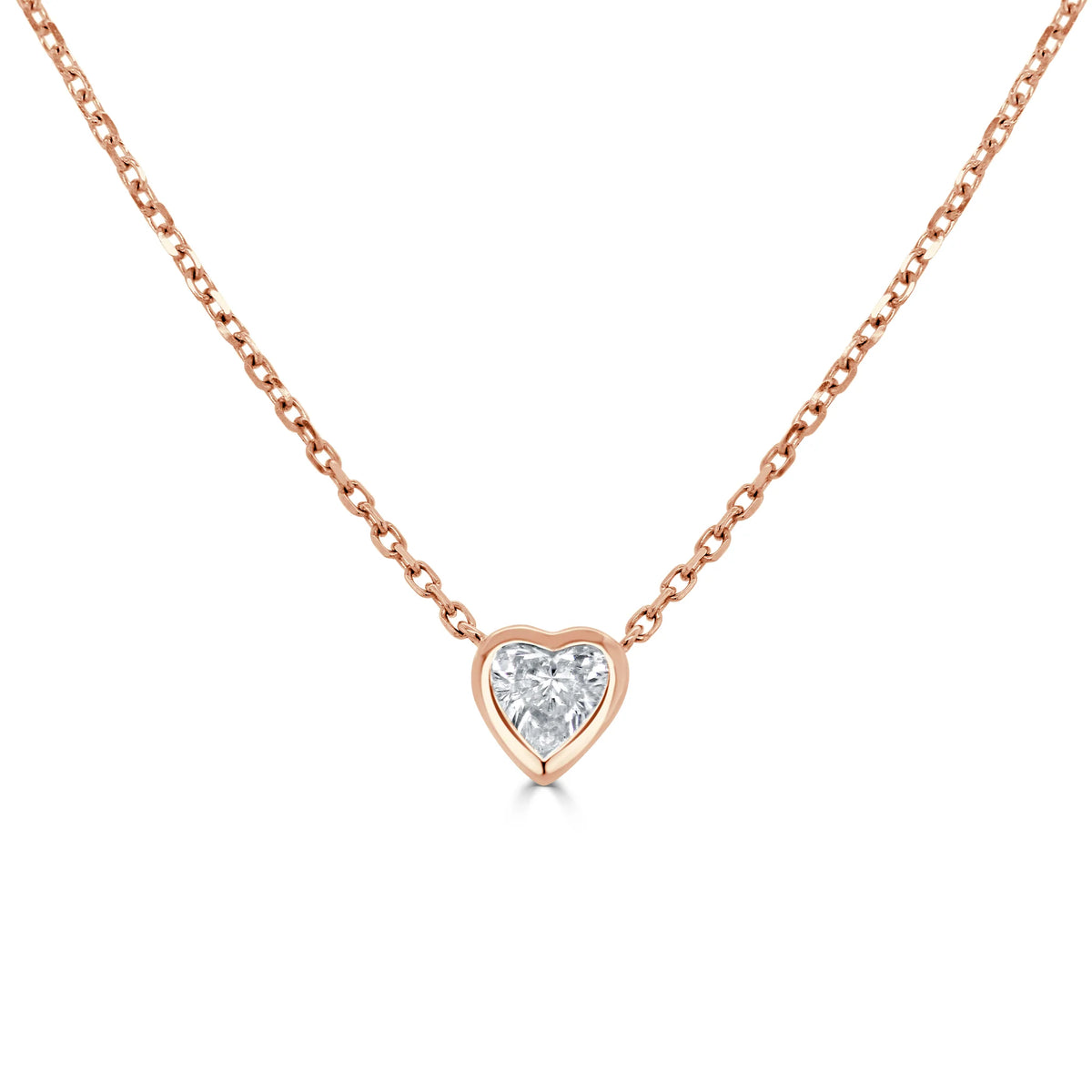 Ravayna Bezel Heart Dainty Diamond Necklace