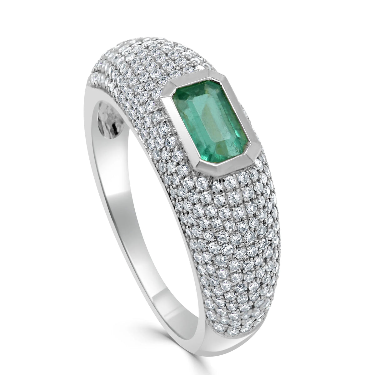 Vega Green Emerald & Pave Diamond Ring