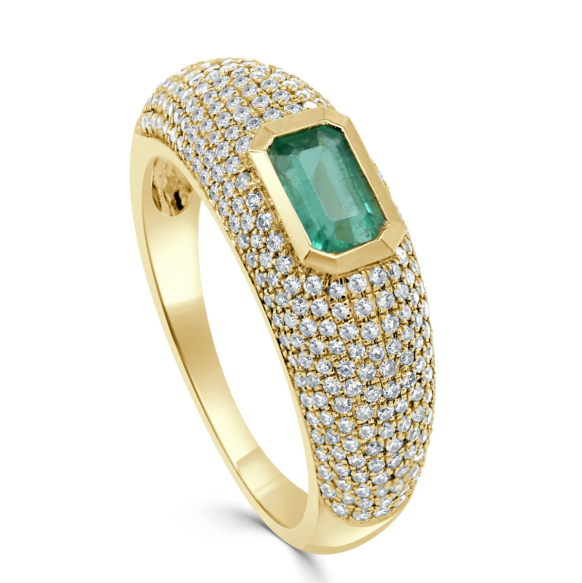 Vega Green Emerald & Pave Diamond Ring