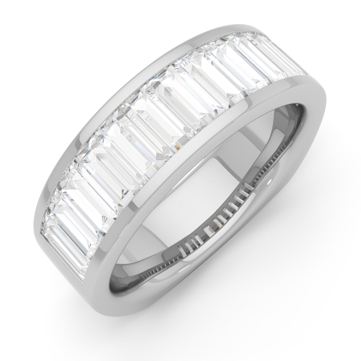 Baguette Round Natural Diamond Full Eternity Band/ 2.5mm Single Prong –  SARRIEL