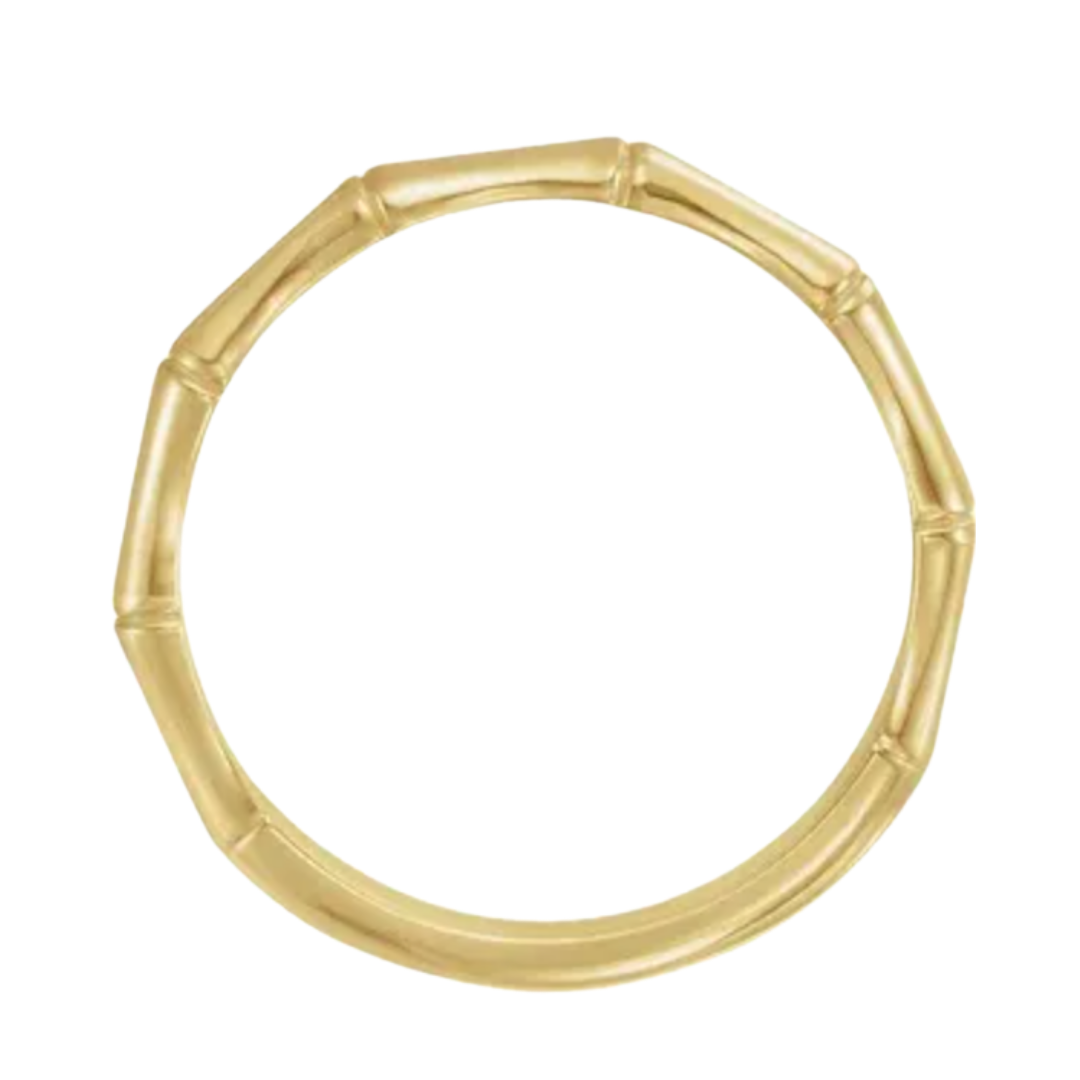 14k Yellow Gold Bamboo Stacking Ring