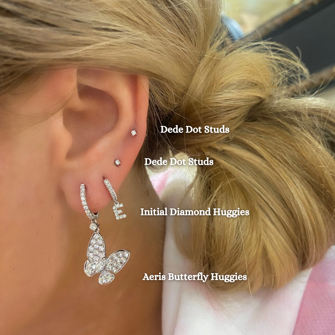 Initial Diamond Huggie Earrings