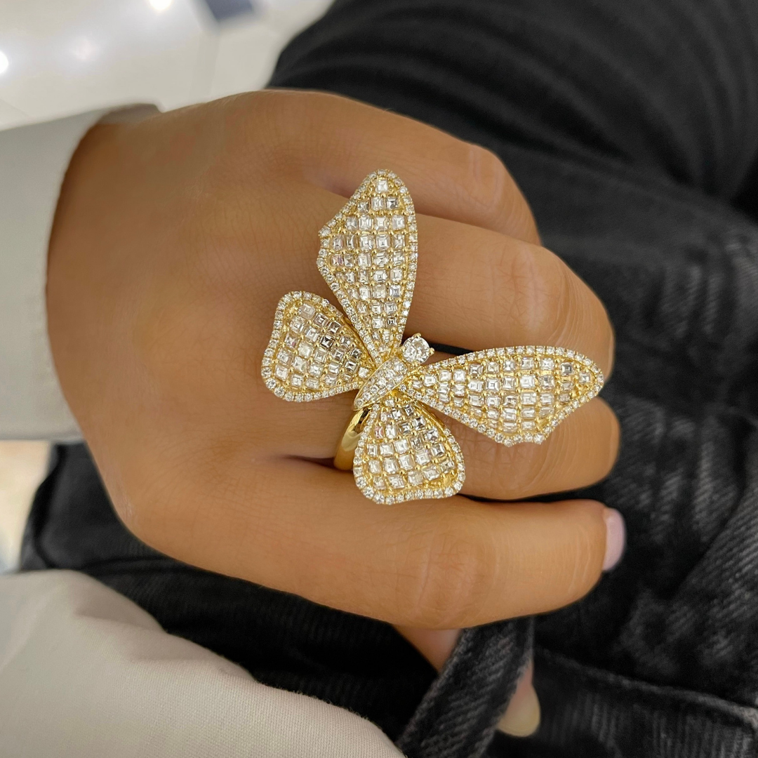 Acadia Asscher Cut Diamond Butterfly Cocktail Ring