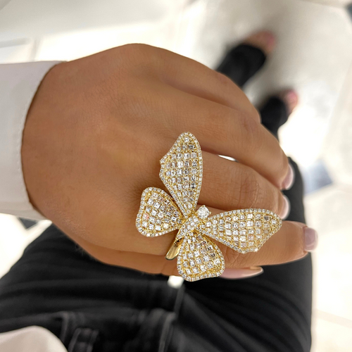 Acadia Asscher Cut Diamond Butterfly Cocktail Ring