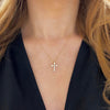 Baby Charlie Floating Diamond Cross Necklace 0.46 ctw YG
