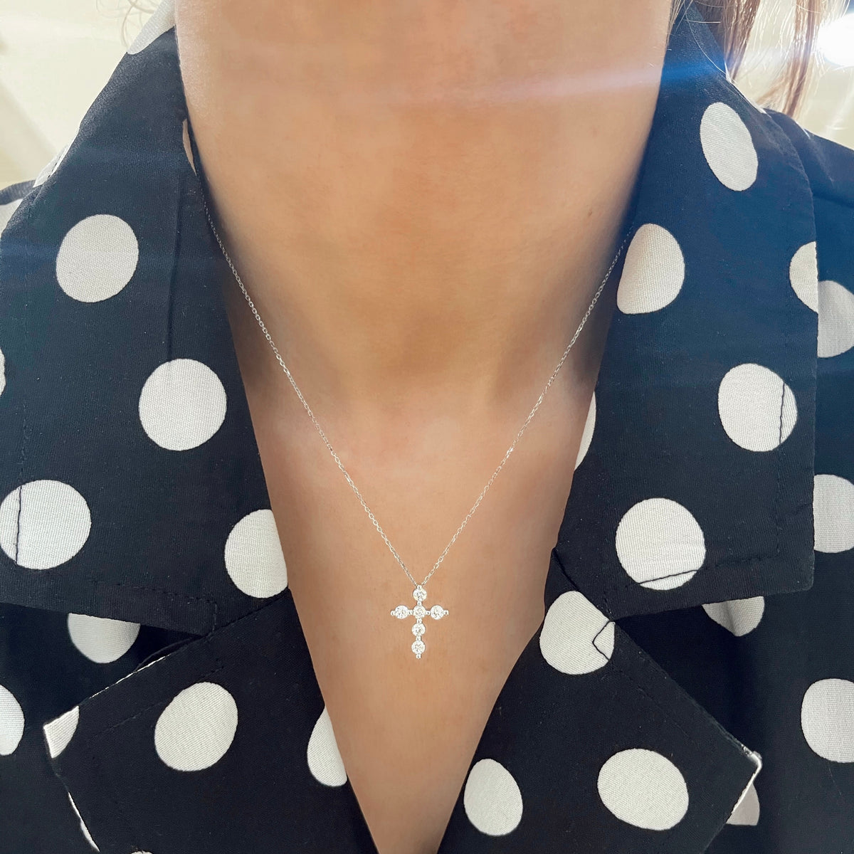 Floating diamond cross necklace Clearance