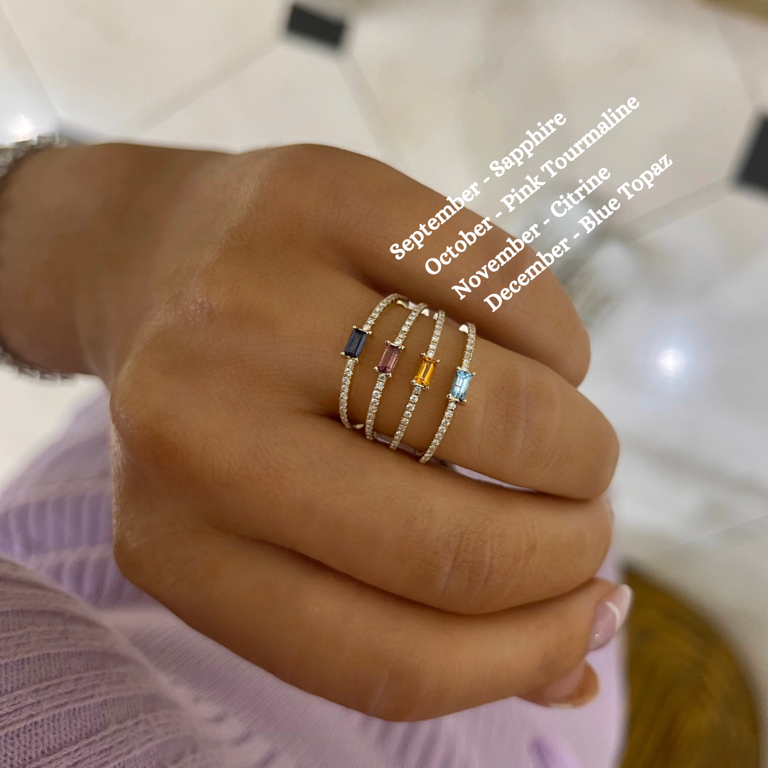 Birthstone stackable hot sale band rings