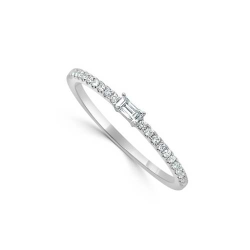Baguette Diamond Dainty Stacking Ring