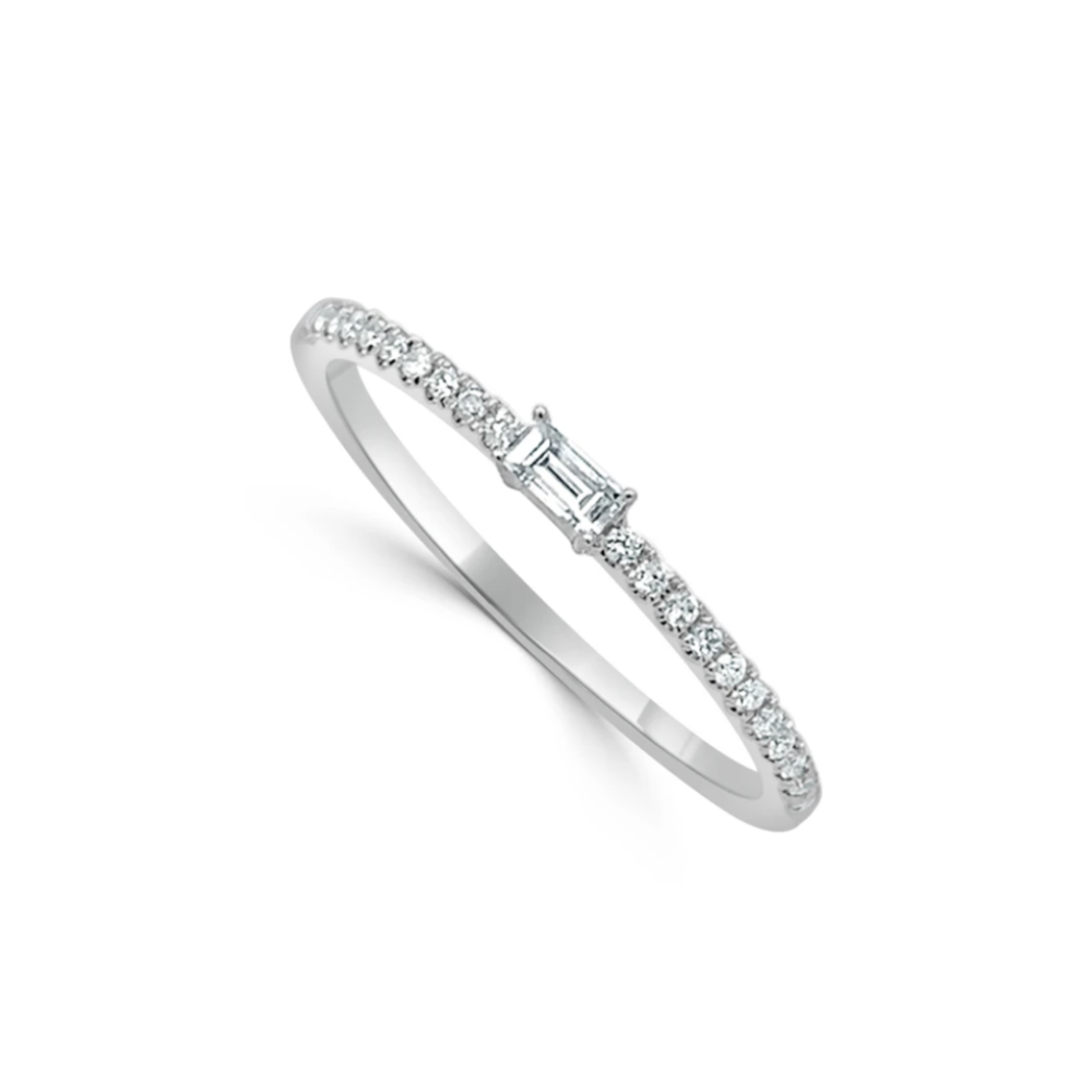 Baguette Birthstone and Diamond Stacking Band Ring