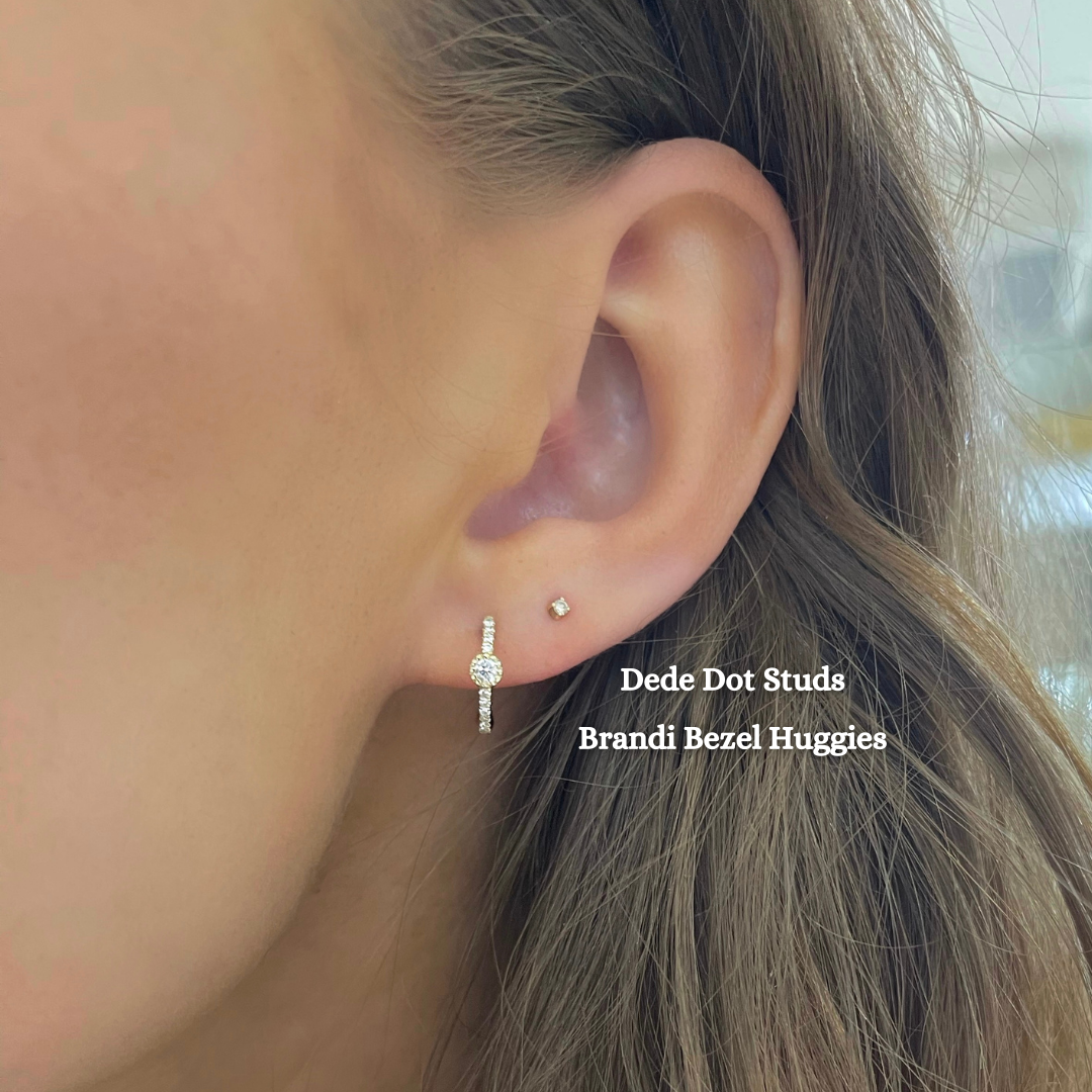 Brandi Bezel Diamond Huggie Earrings