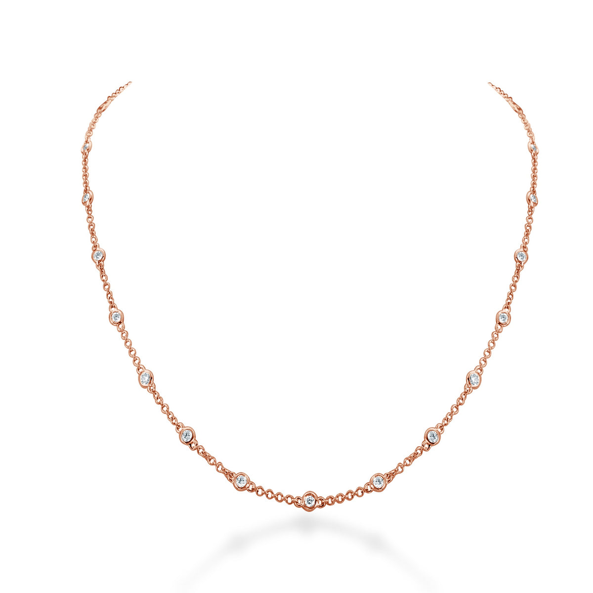 Brielle Diamonds By The Yard Necklace Rose Gold