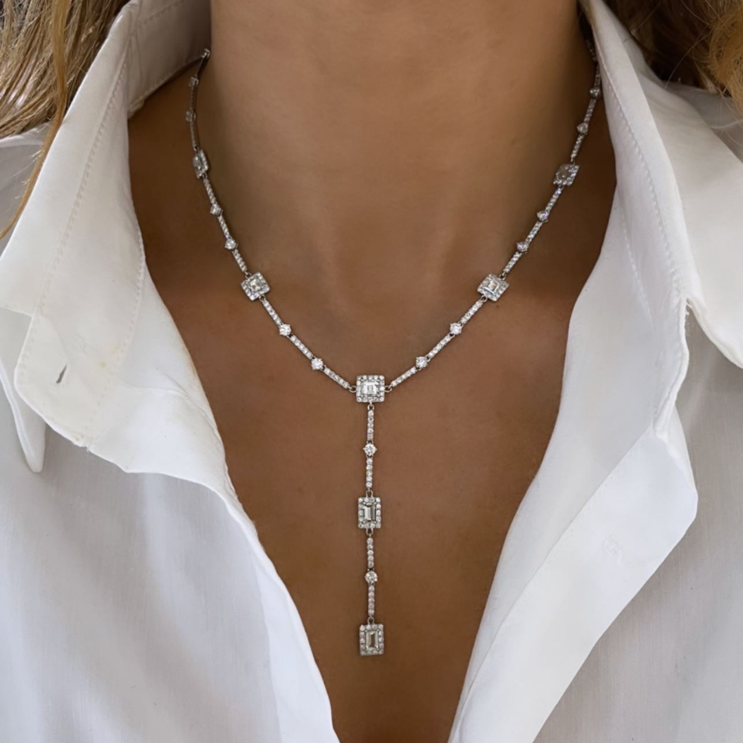 Cecilia Asscher Cut Lariat Necklace 7.89 ctw RWFJ