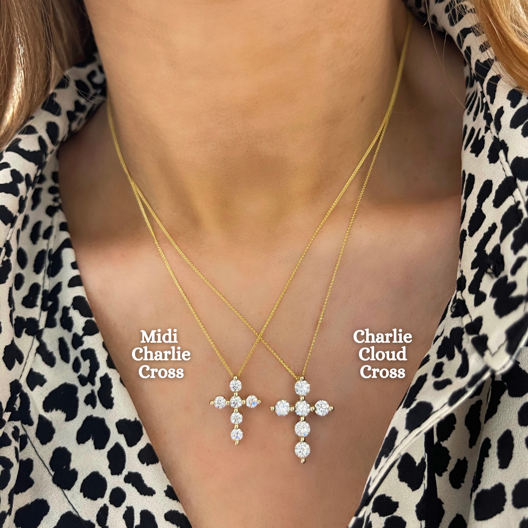 Floating diamond 2025 cross necklace