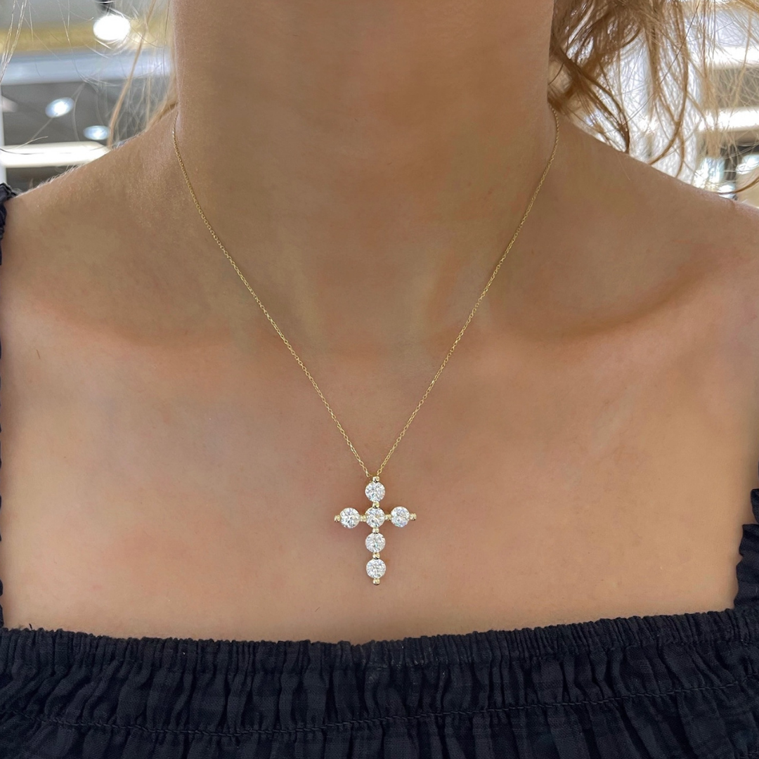Floating diamond cross necklace Clearance