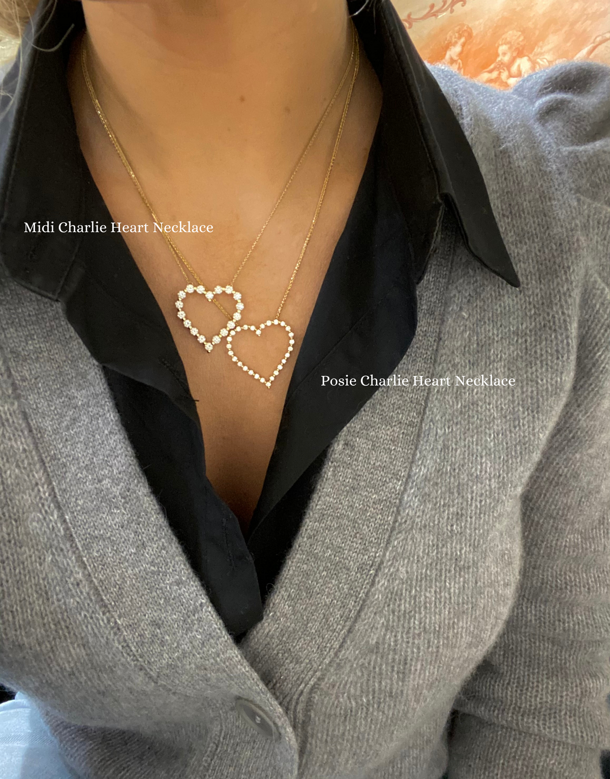 Midi Charlie Floating Diamond Heart Necklace 2.16 CTW | RW Fine Jewelry 14K White Gold / Laboratory Grown Diamonds / 18 Inches with Jump Rings at 16