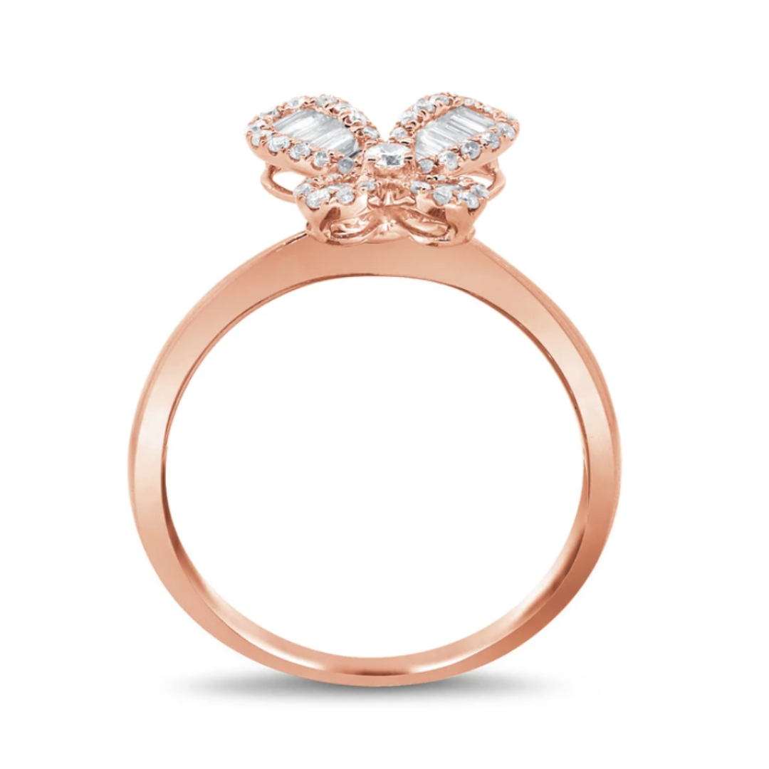 Chloe Baguette Butterfly Ring Rose Gold