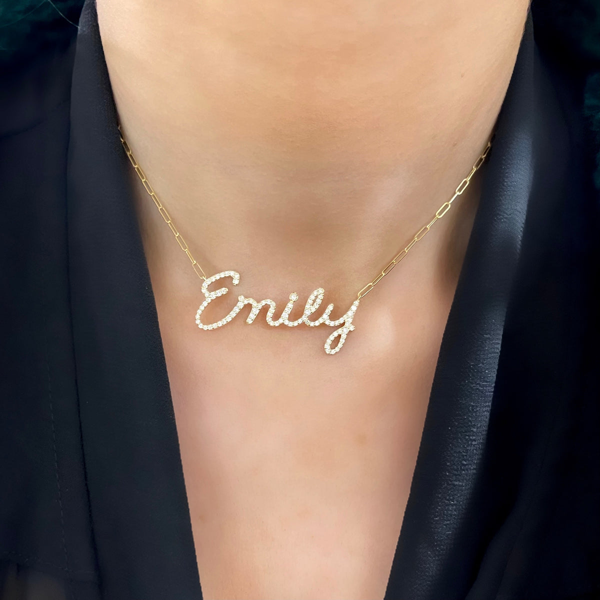 Custom Handwritten Diamond Name Necklace "Emily"