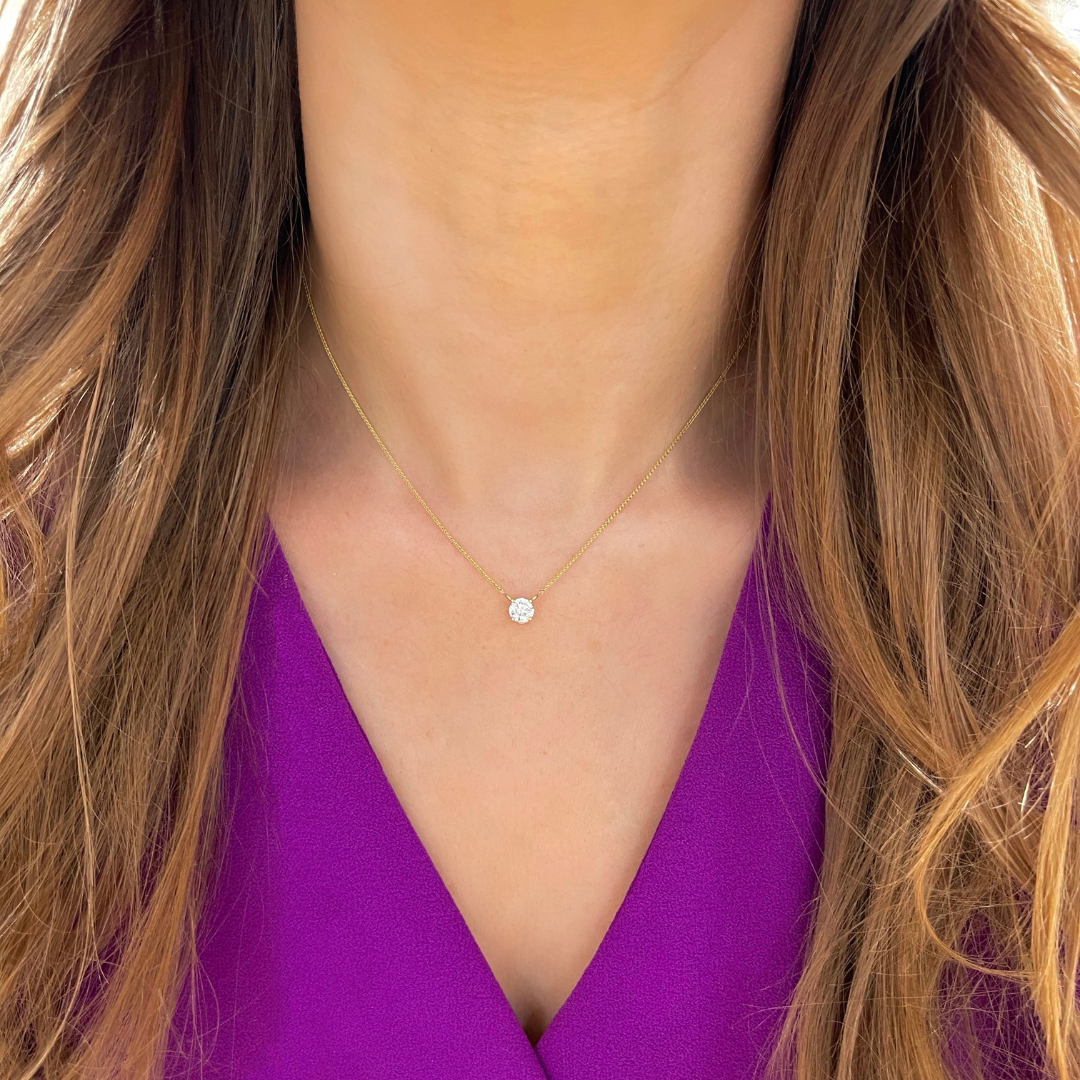 Dainty Diamond Affixed Pendant Necklace 0.50 ct RWFJ