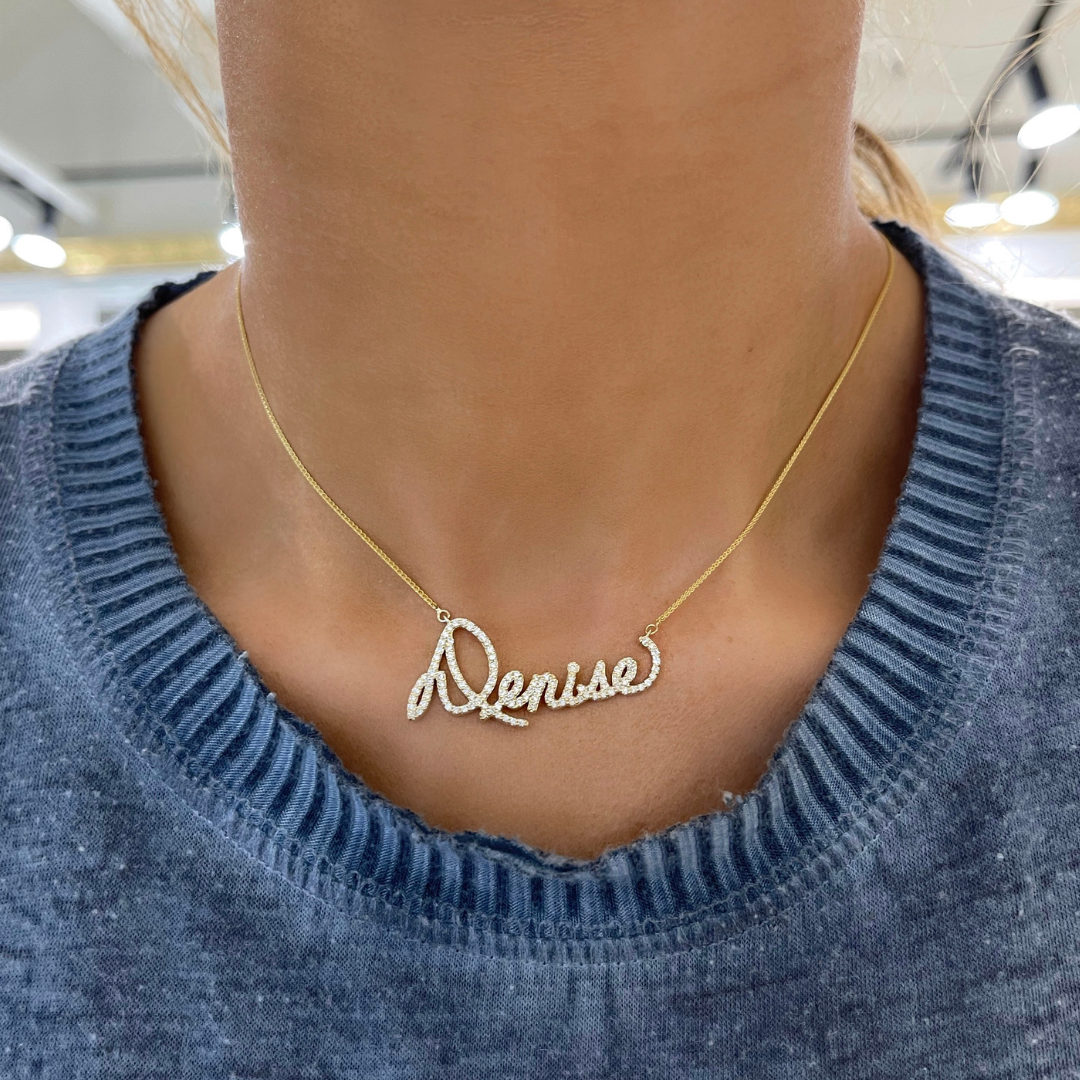 Custom Handwritten Diamond Name Necklace RW Fine Jewelry