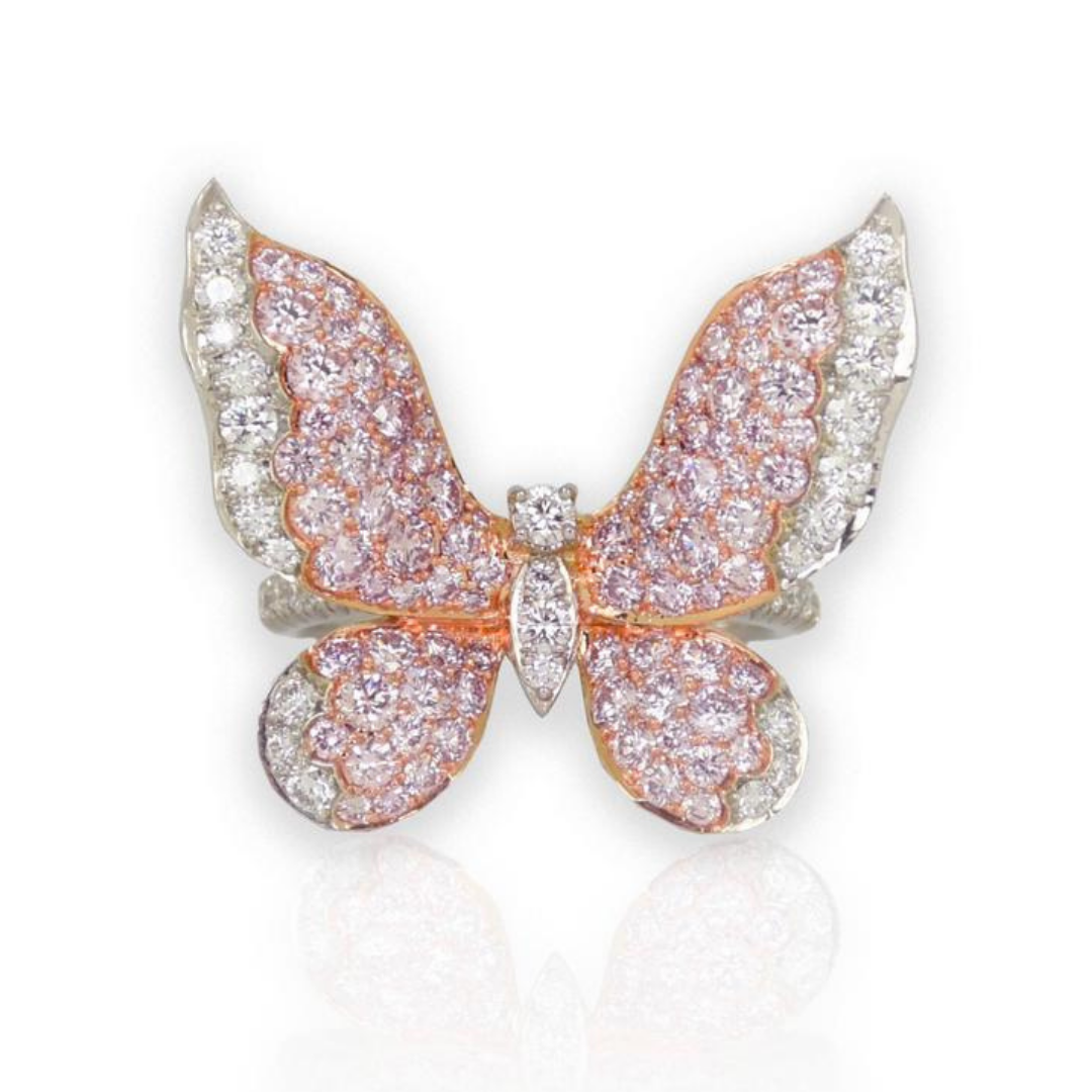 Mariposa Argyle Pink & White Diamond Platinum Butterfly Earrings