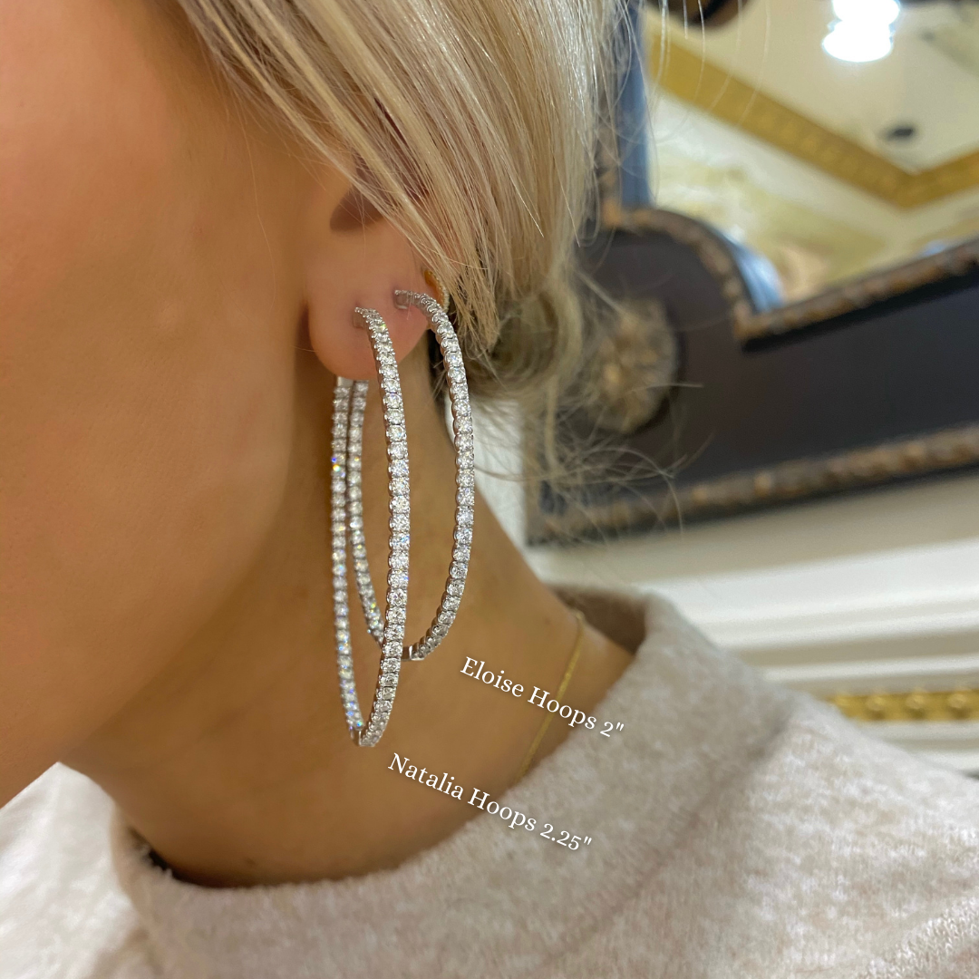 【美品】入江佑子 puffy oval long 26cm Natalia Double Sided Diamond Oval Hoop Earrings 4.09 ctw – RWFJ