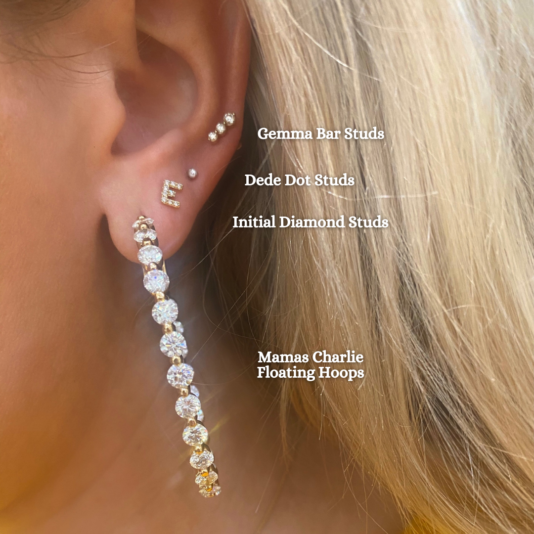 Gemma 3 Diamond Vertical Bar Stud Earrings 14K Yellow Gold / Single Stud (1)