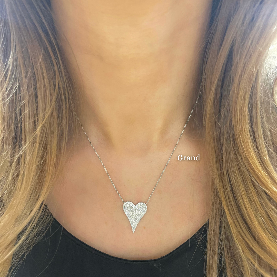14 Karat Yellow Gold 0.51 Carat Diamond Pave Heart Pendant Necklace -  WeilJewelry