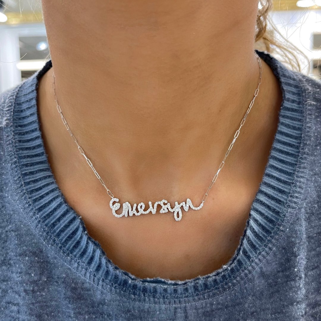 Custom Handwritten Diamond Name Necklace RW Fine Jewelry