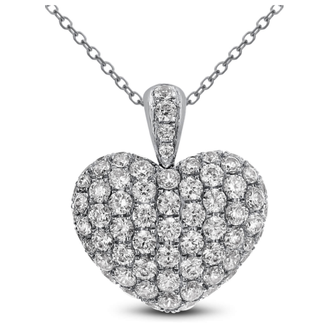 Eryn Pave Diamond Puff Heart Necklace