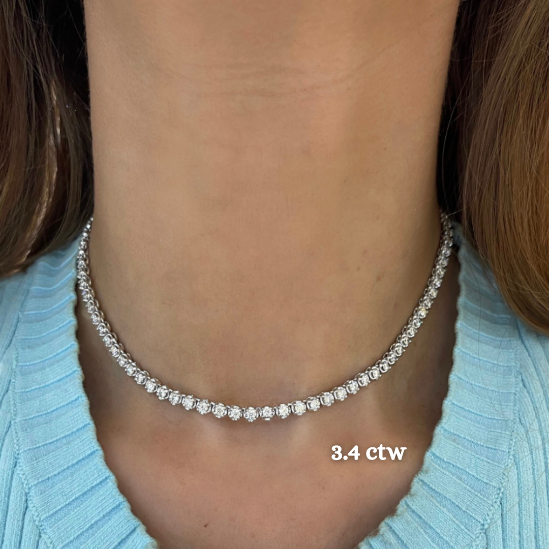 14K White Gold Diamond Tennis Necklace