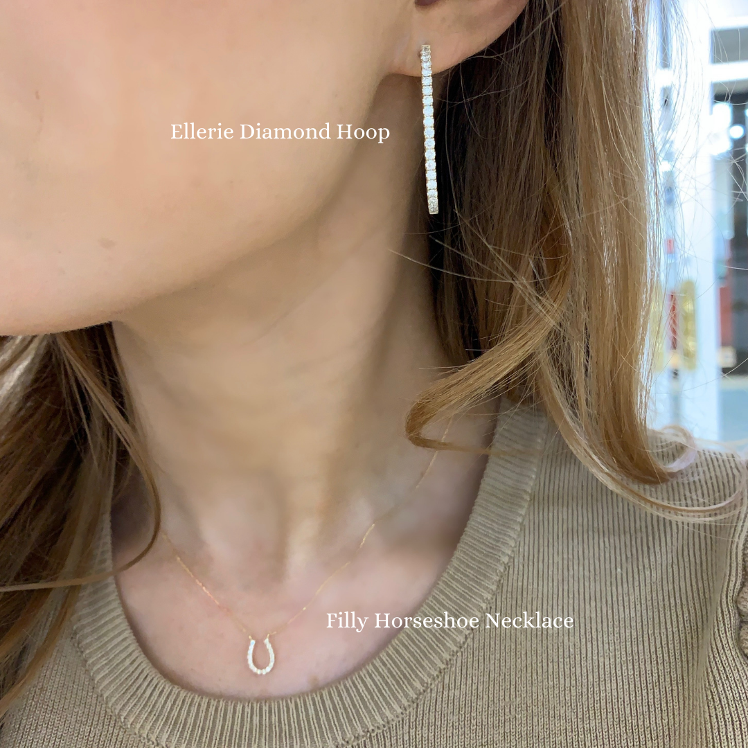 Ellerie Diamond Oval Hoop Earrings + Filly Necklace
