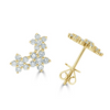 Daisy Diamond Flower Cluster Stud Earrings Yellow Gold