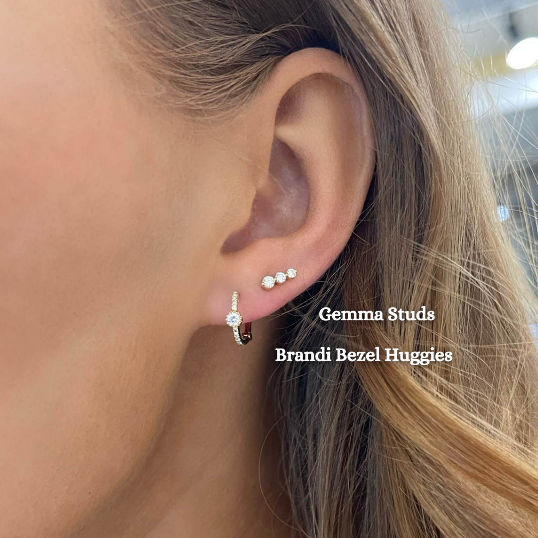 Brandi Bezel Diamond Huggie Earrings