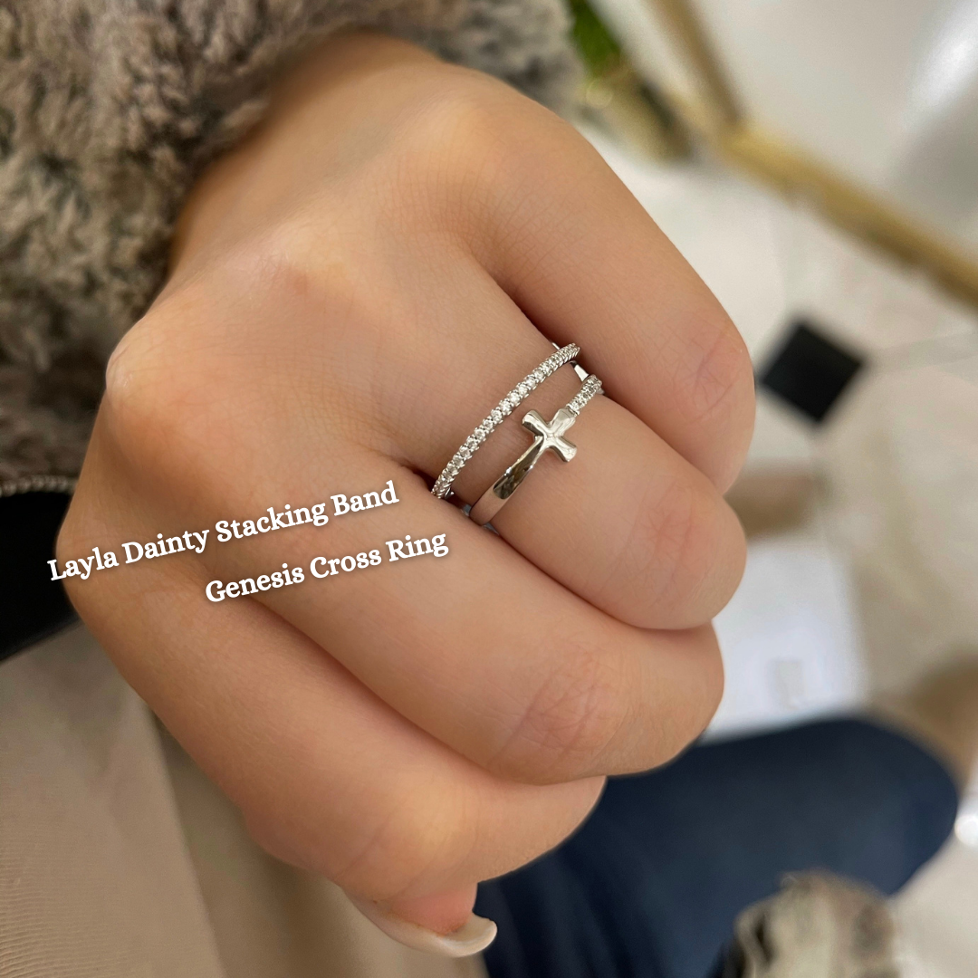 Dainty cross deals ring