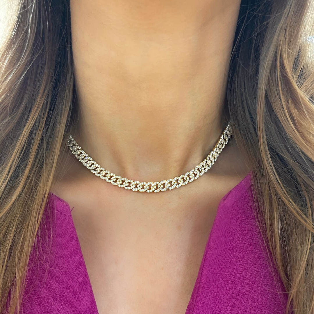 Curb Chain Necklace - AA Brown Diamonds / 18