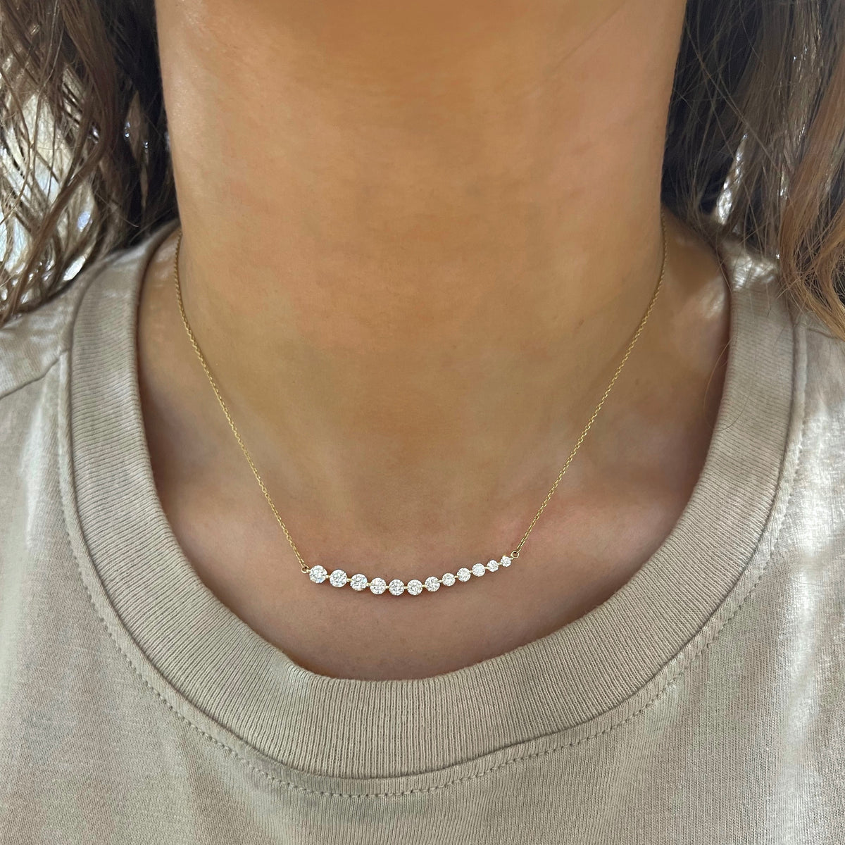 Tex Tapered Diamond Bar Necklace