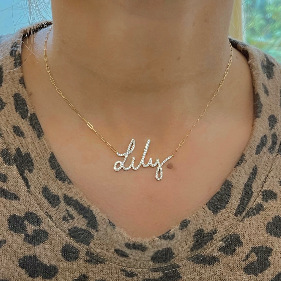 Custom Handwritten Diamond Name Necklace RW Fine Jewelry