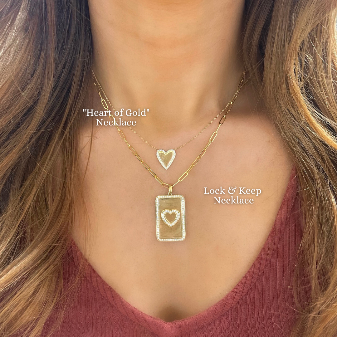 Lock & Keep Diamond Heart Pendant on Paperclip Chain Necklace