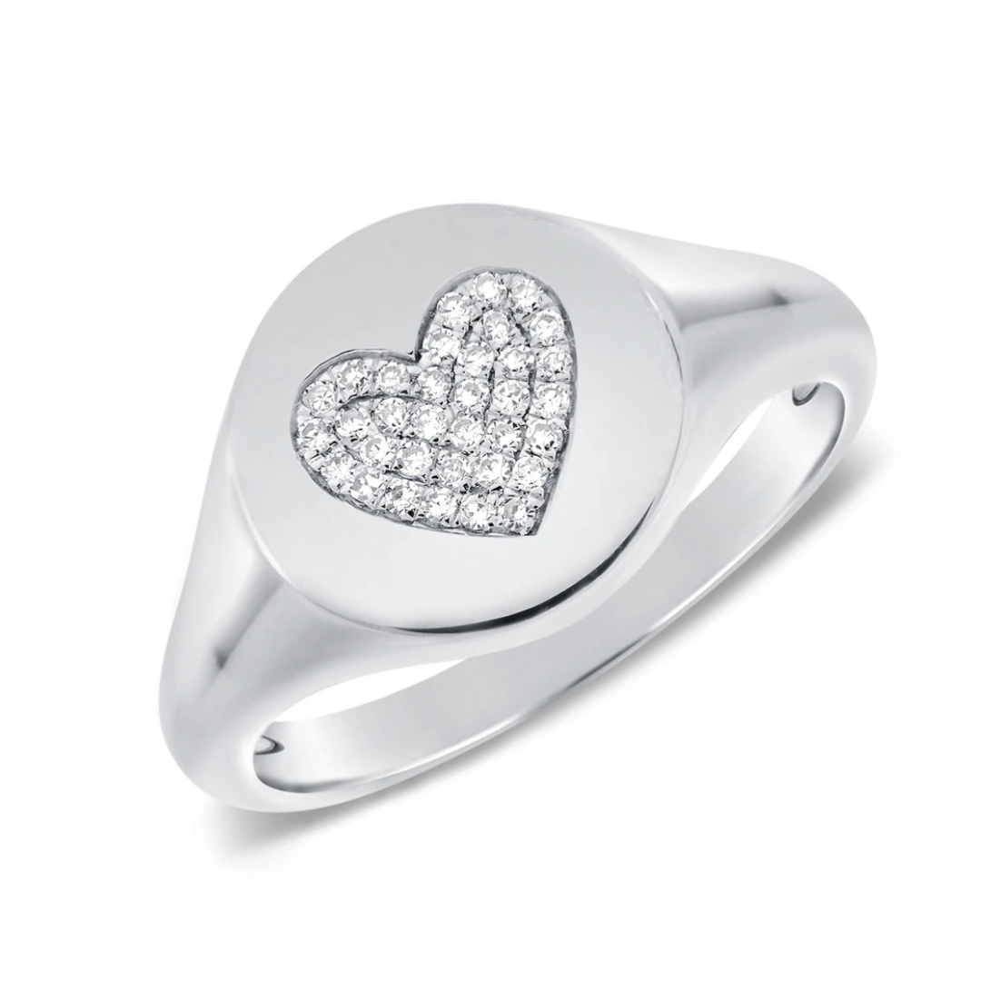 Polly 14k Gold & Diamond Heart Signet Ring
